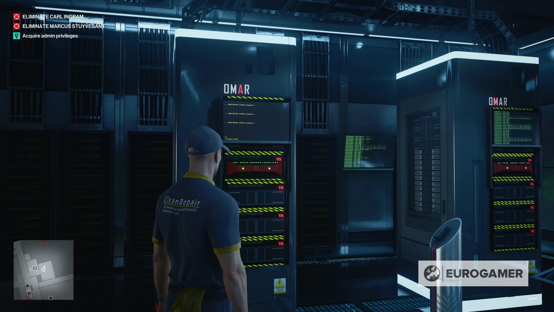 Hitman 3 server room puzzle How to acquire admin privileges and what to do during the manual